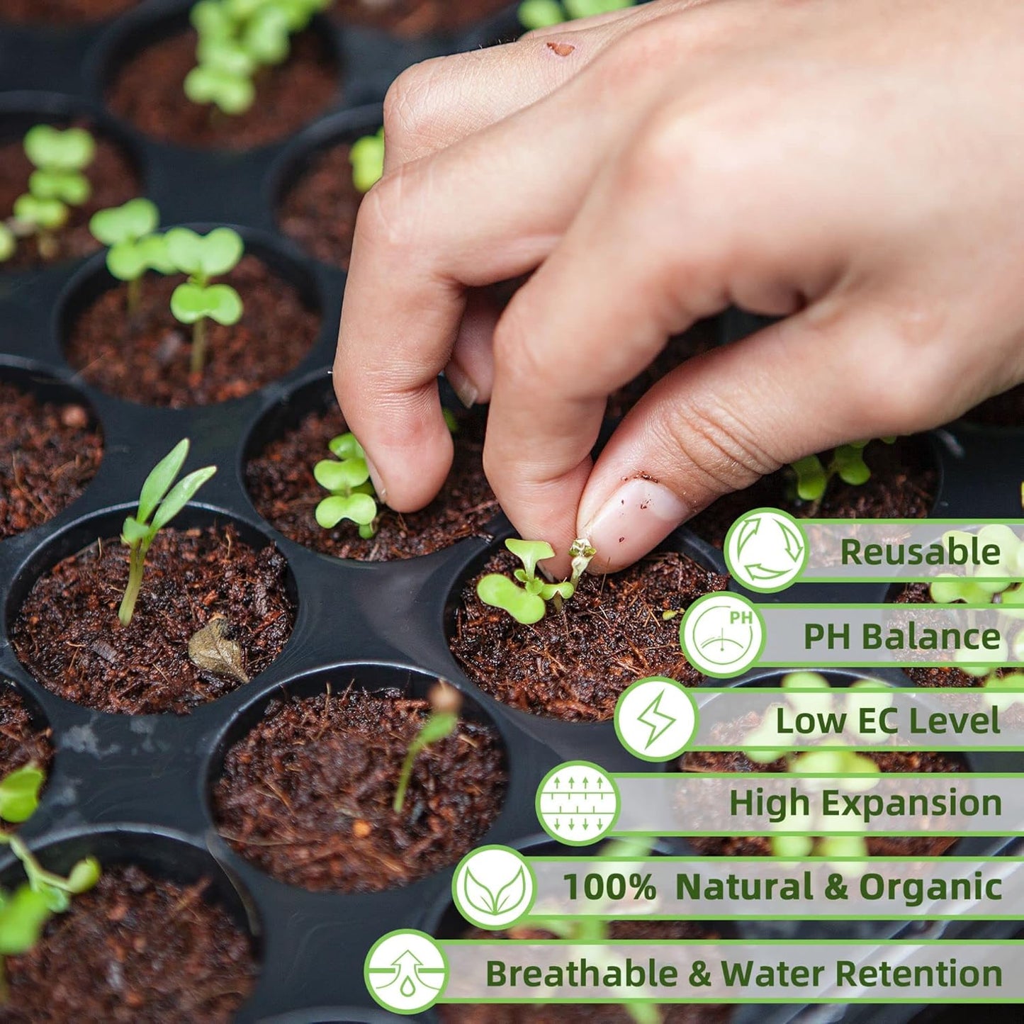 Coco Coir Brick for Plants, 4 Packs 100% Natural Organic Compressed Coconut Coir Fiber with Low EC & PH Balance, High Nutrition Coconut Soil Coco Fiber for Planting, Herbs