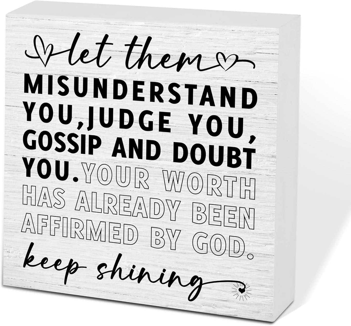 Let Them Wooden Sign, Desk Decorations For Women Office, 5x5 Inch Farmhouse Funny Office Decor Wood Box Sign, Desk Shelf Cubicle Accessories, Appreciation Gifts for Coworkers Boss, 09