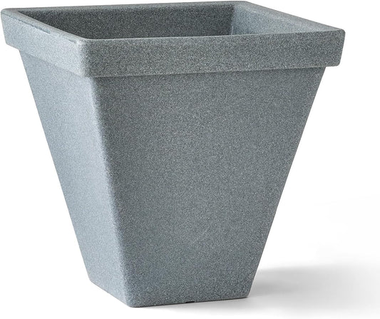 ARBORA 16" Mykonos Square Polyresin Indoor and Outdoor Planter with Stone Blend Concrete Finish - Durable, Weatherproof, Lightweight, Large Plant Pot for Patio, Garden, Deck, Entryway