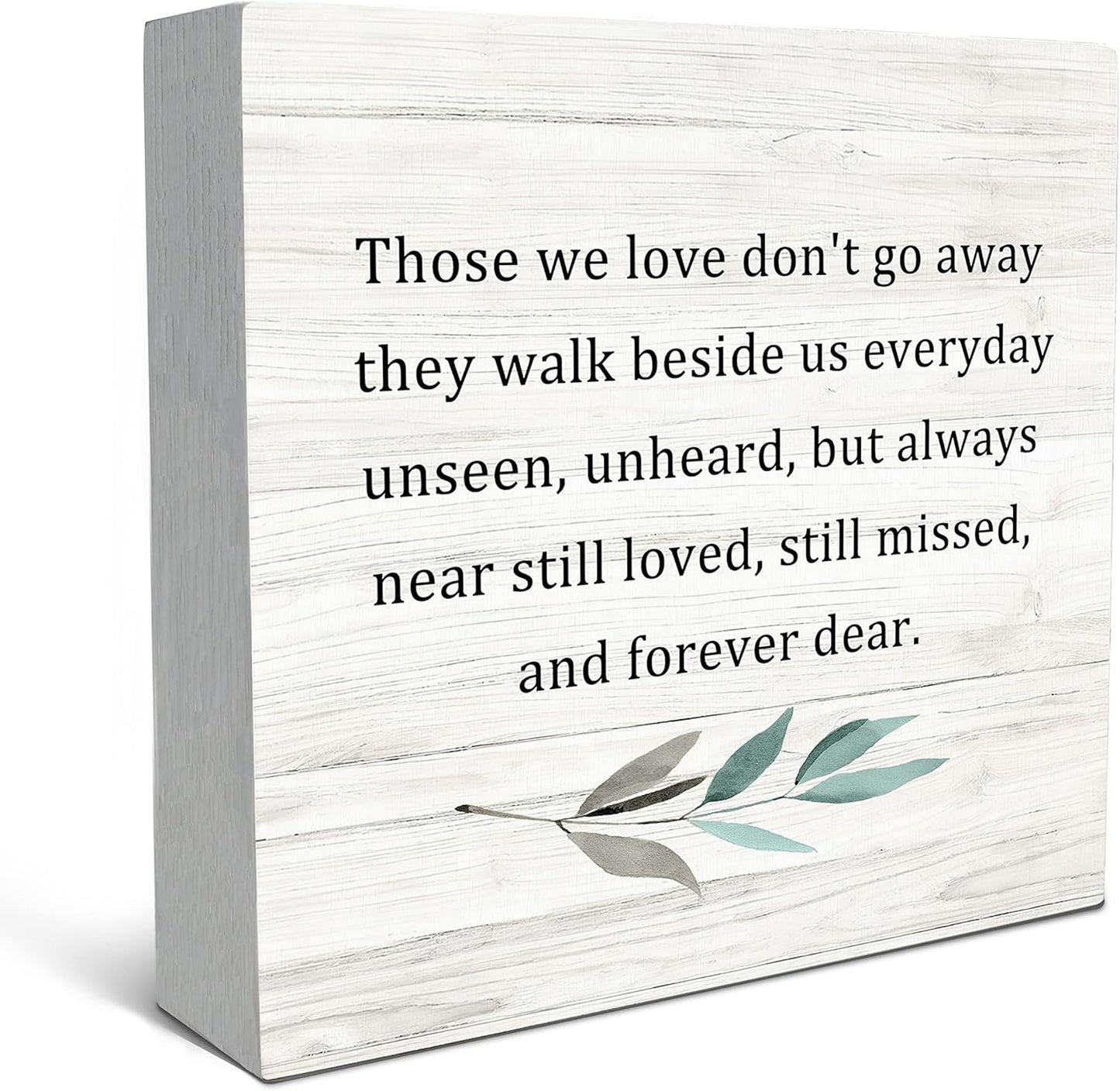 SRADMO Those We Love Don't Go Away Wood Box Sign Desk Decor, Rustic Bereavement Memorial Wooden Block Box Sign Decoration For Home Living Room Shelf Table Decor, Bereavement Memorial Decoration