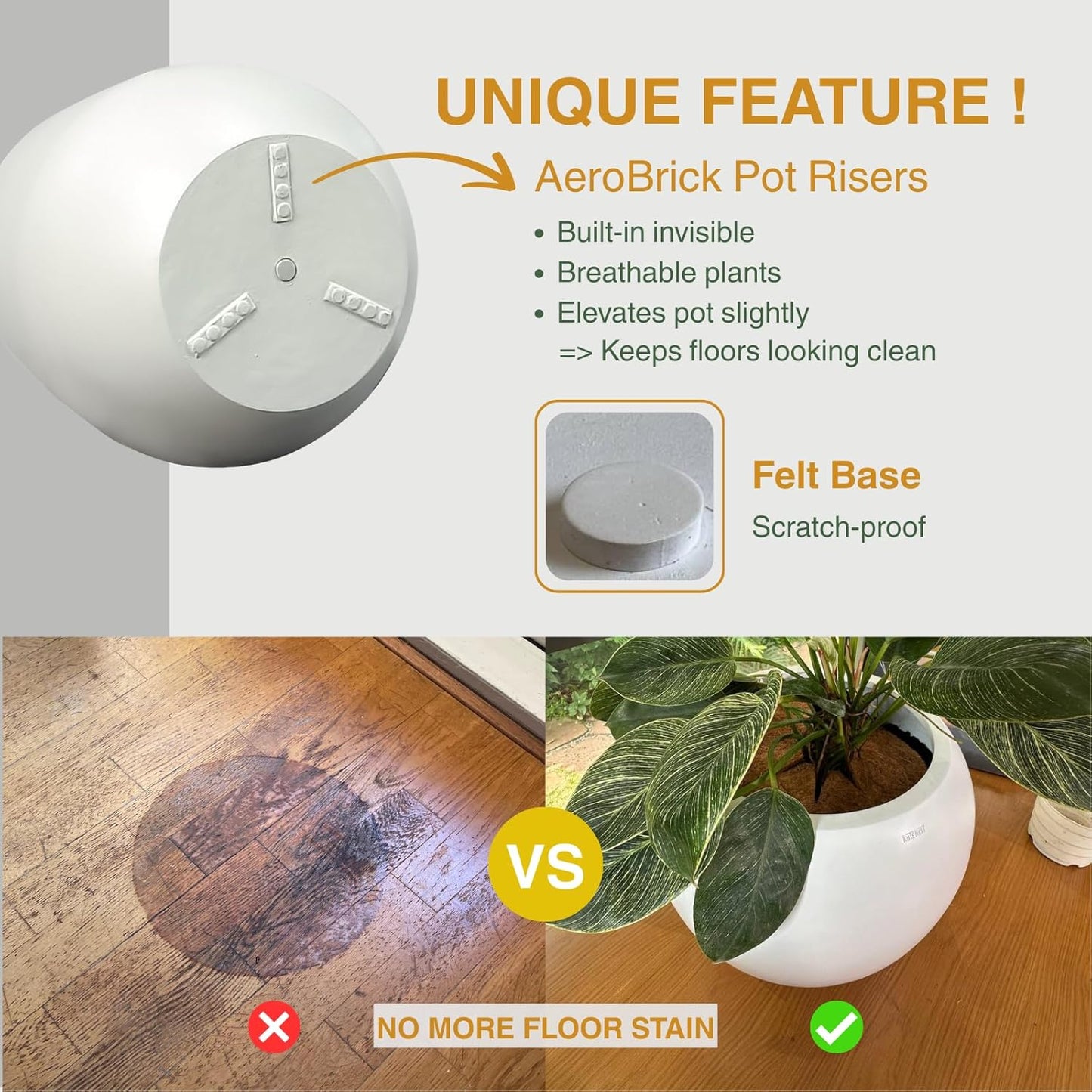 12.5" H x 11.4" D Corso Fiberstone Round Tapered Planter with Drainage Hole, Smooth Finishes, Weather Resistant for Indoor and Outdoor Use (Kilim Beige, 9" Pot Opening)