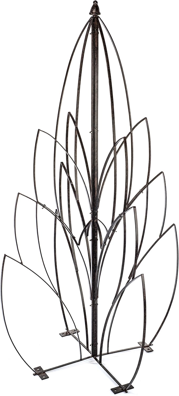 H Potter Garden Lotus Bud Trellis for Climbing Plants Wrought Iron Metal Obelisk for Patio Deck Flowers Weather Resistant Yard Art