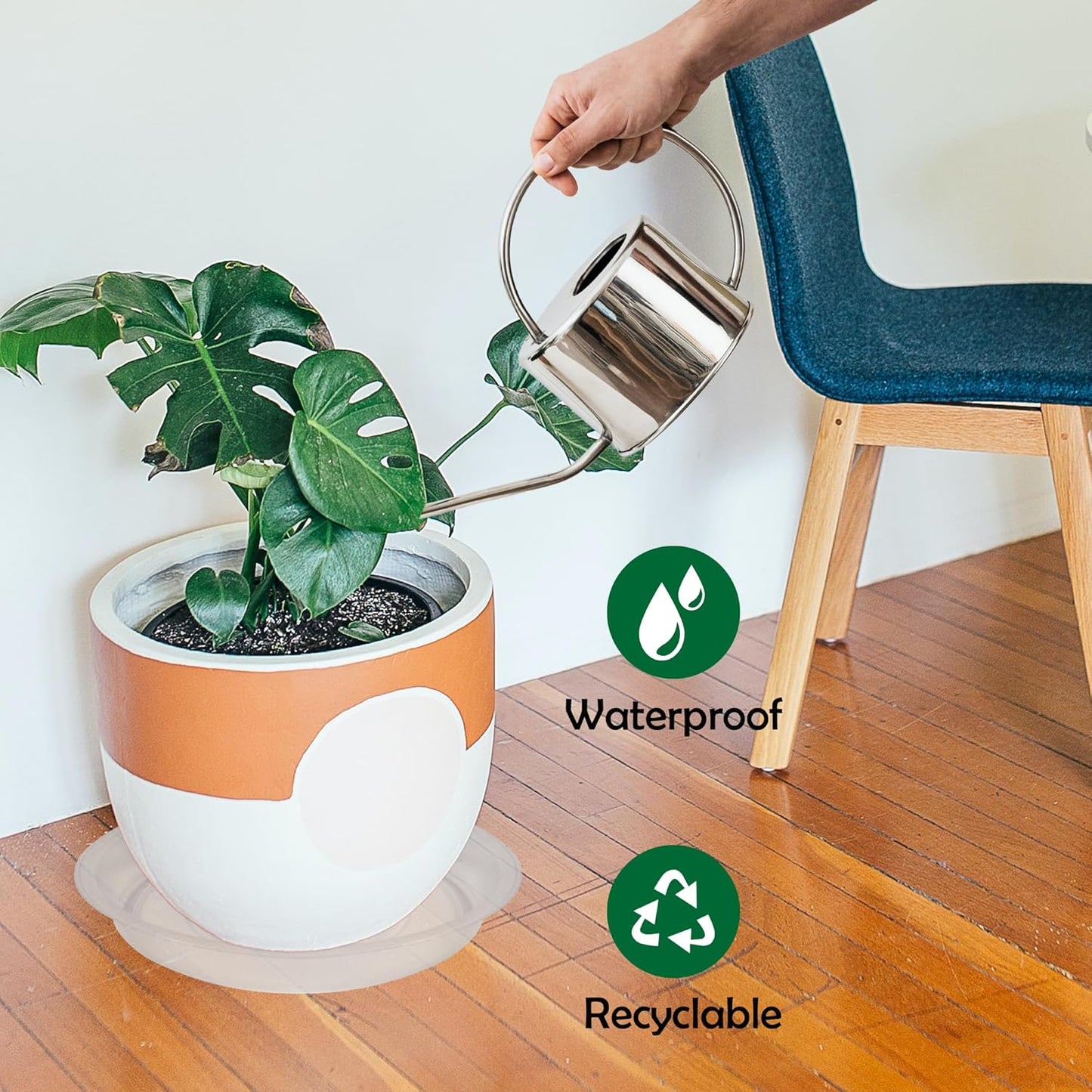 4 Pack 14 Inch Round Plant Saucers for Less 11.8 Inch Pot Indoors Outdoors Plant Trays for Pots Planter Saucer Plastic Plant Drip Tray Planter Water Tray for Potted Plants(Clear, 13.8"(4pcs))