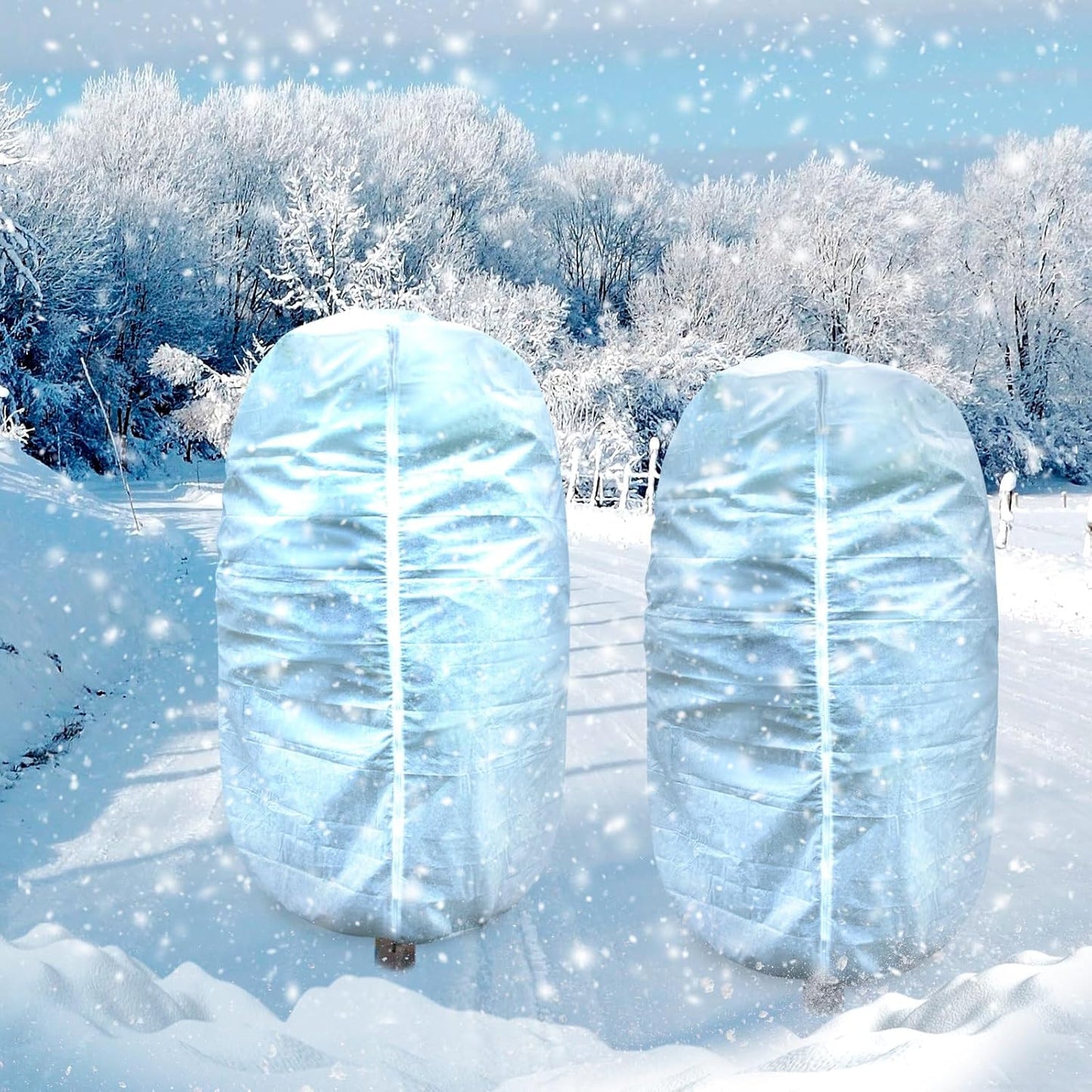 KXCOFTXI 2Pcs Plant Covers, 7.9x5.9FT Winter Tree Covers with Drawstring and Zipper, Frost Cloths for Outdoor Plants (White)