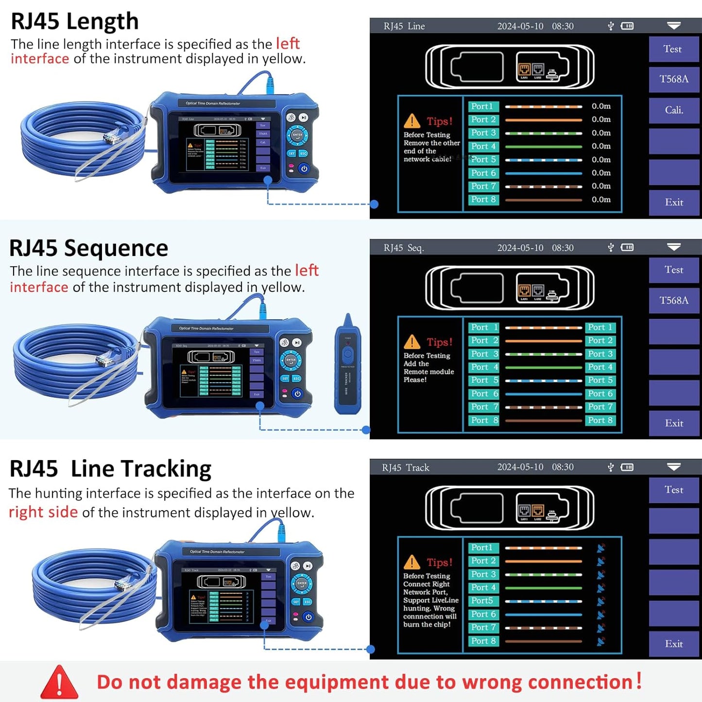 16-in-1 OTDR Optical Fiber Tester 1310/1550nm,4.3' Touch Screen and Event Map OLT (Optical Loss Test), Fiber Tester Built-in VFL OPM LS/OLS/RJ45,Functions RJ45 Cable Tester Network Tools