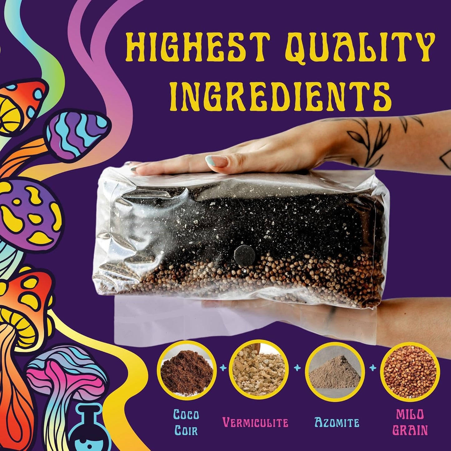 6 LB All-in-One Mushroom Grow Kit: Up to 96oz of Mushrooms! Nutrient-Enhanced, Injection Port, Just Add Your Own Spores & Grow Like Magic (6 LB Bag)