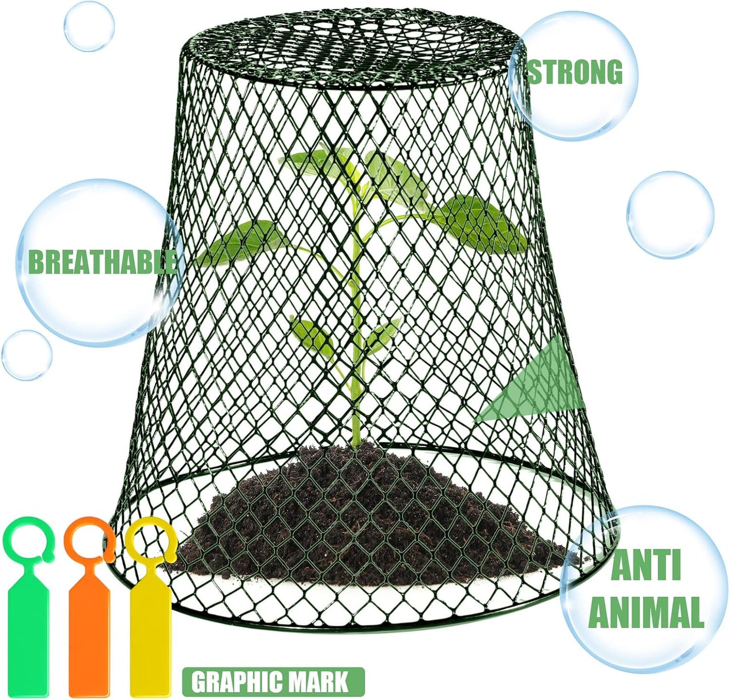 20 Pcs 9×9inch Chicken Wire Plant Covers Wire Garden Cloches Chicken Wire Cloche Plant Protector Metal Heavy Duty Garden Plant Cloche for Keeping Bunnies Chicken Squirrels Birds Other Out