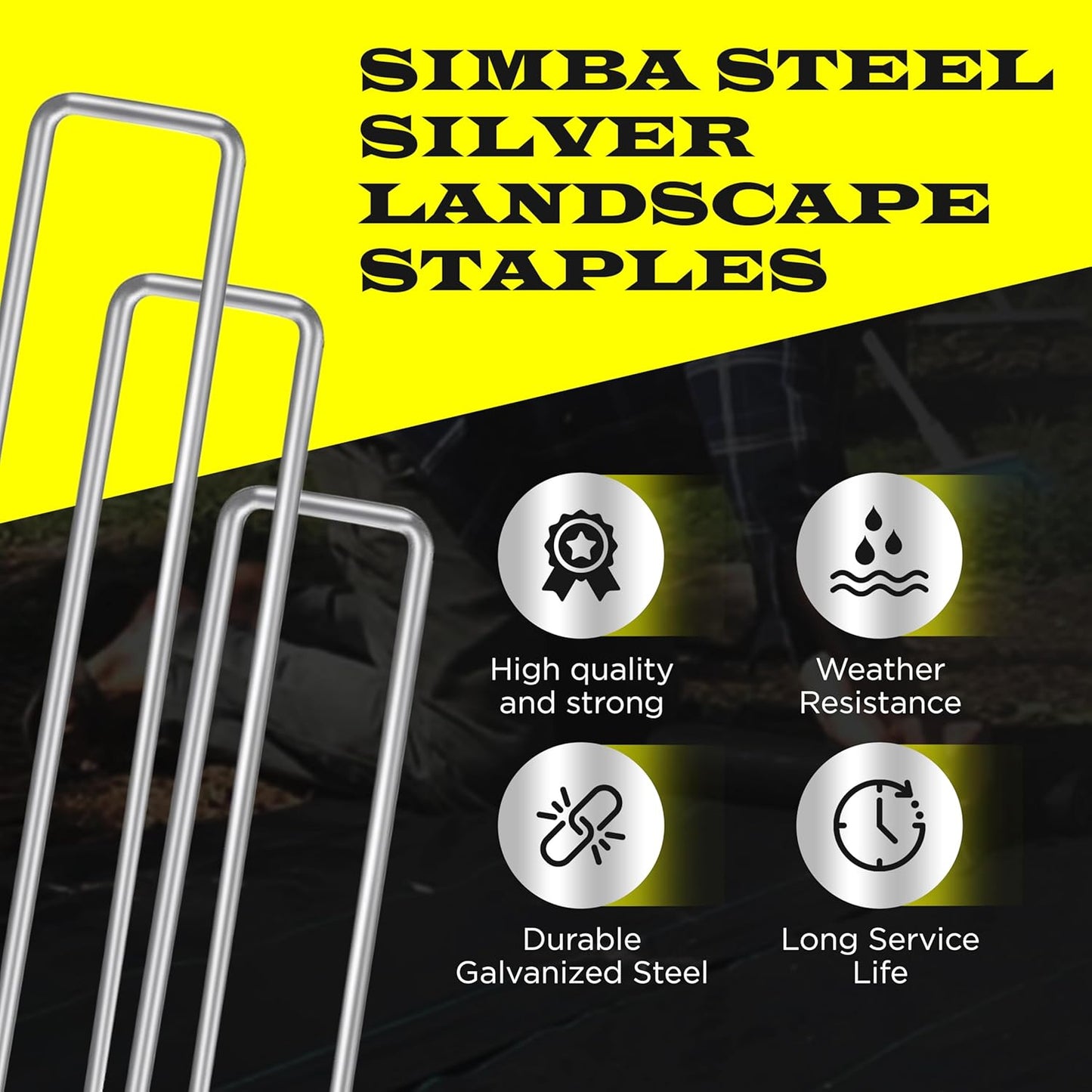 250 Pack x 6 Inch Landscape Staples Galvanised, Fabric Pins, 11 Gauge, Garden Staples, Tent Stakes, Fabric Pins for Lawn, Fence, Tent, Decoration, Weed Barrier, Outdoor. (250 x 6in)