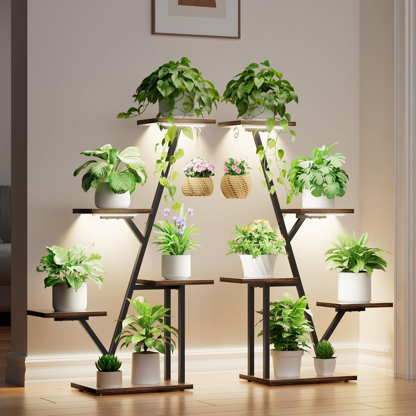 Plant Stand with Grow Light Indoor: Lighted Corner Plant Stands for Indoor Growing, 5 Tiered Plant Shelf, 40" Plant Shelves for Multiple Plants, Flower Holder Display for Living Room, Patio (2 Pack)