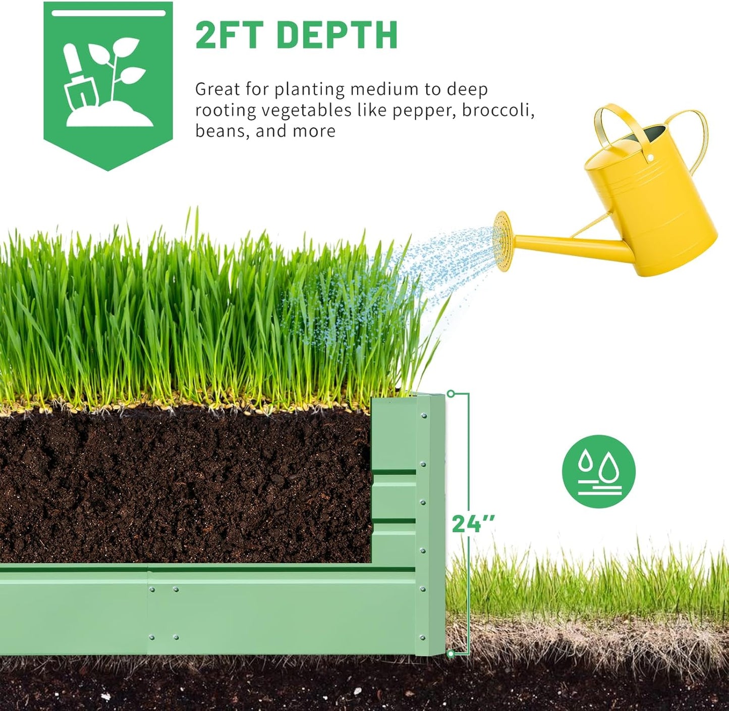 SnugNiture 2 Pcs 4x2x2FT Raised Garden Bed Galvanized Planter Garden Boxes Outdoor, Deep Root Planter Raised Bed for Vegetables Flowers Herbs,Green