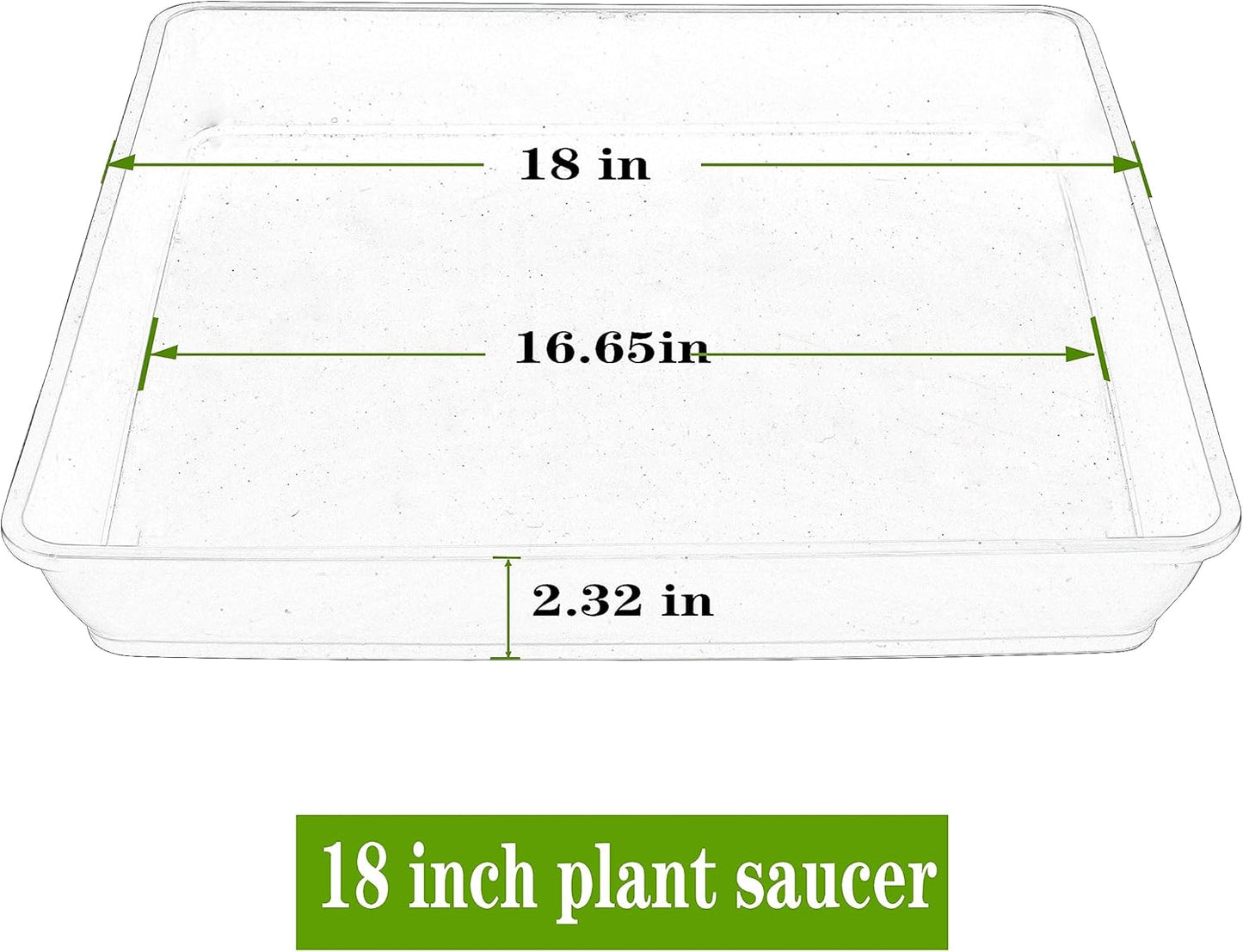 2 Pack Square Plant Saucer 18 Inch, Plastic Plant Saucer, Heavy Duty Plant Pot Saucers, Planters for Indoors and Outdoors Plants，Garden Large Deep Plant Trays for Pots.