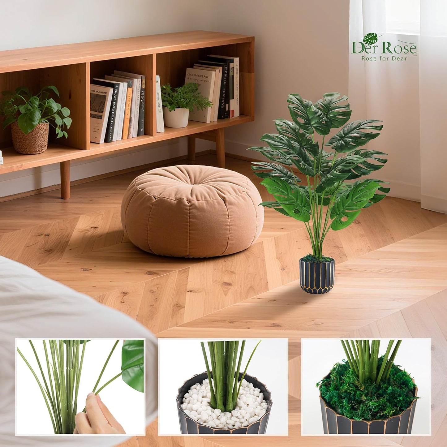 Der Rose 2 Pack 28" Tall Bird of Paradise Artificial Plants and Artificial Monstera Plants Tropical Fake Potted Banana Tree Faux Plants Indoor and Outdoor for Home Office Living Room Porch Decor