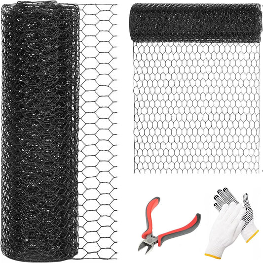 24'' x 50' Black Chicken Wire Fencing, 1 inch Chicken Wire and 20 Gauge Poultry Netting, Garden Mesh Fence Roll for Floral Arrangements,Crafts, Farm,Livestock,Pet Protection