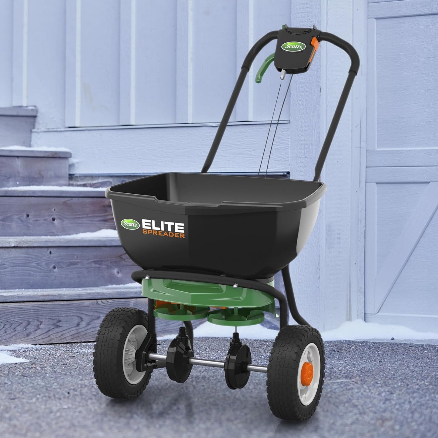 Scotts Elite Spreader for Grass Seed, Weed and Feed, Fertilizer, Salt and Ice Melt, Durable Push Spreader Holds up to 20,000 sq. ft Product