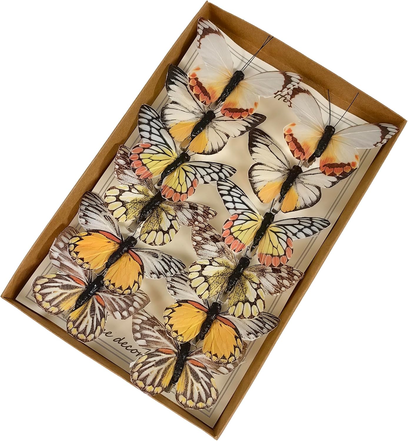 Cartanfill- Artificial Feather Simulation Butterfly Party Decoration Set, a Set of 12 Pieces with Clips, Used for Home Decoration in 12 Colors.… (D Clip)