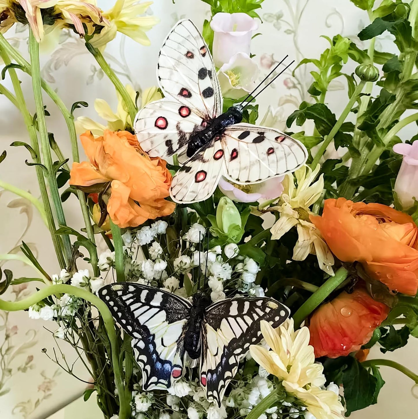 Cartanfill- Artificial Feather Simulation Butterfly Party Decoration Set, a Set of 12 Pieces with Wire, Used for Home Decoration in 12 Colors(B)