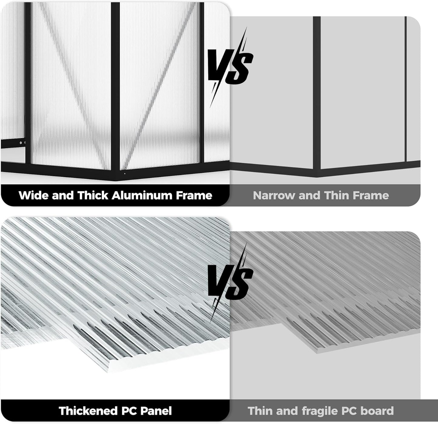 10x12 FT Greenhouse for Outdoors, Polycarbonate Greenhouse with Roof Vent, Enhanced Aluminum Large Walk-in Green House for Garden Backyard
