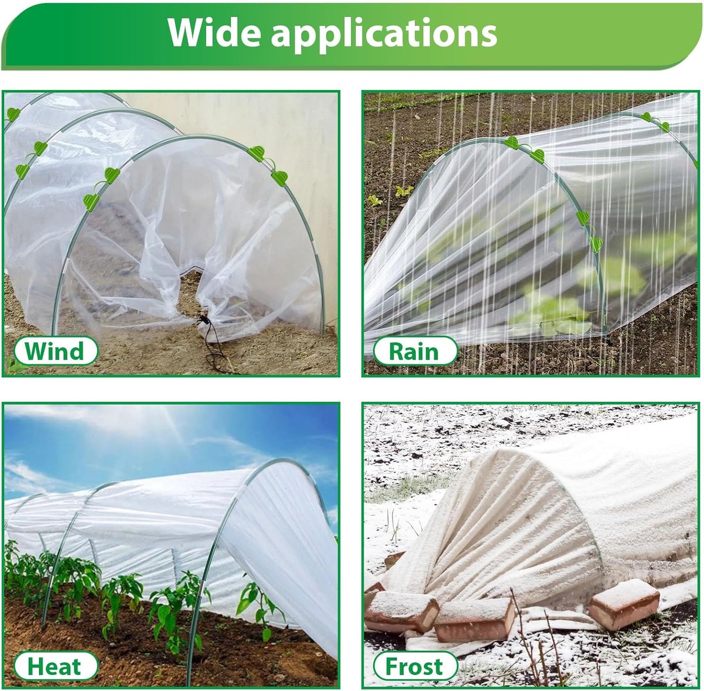 50Pcs Garden Hoops for Raised Beds,10 Sets of 7FT Greenhouse Hoops Grow Tunnel, Rust-Free Fiberglass Support Hoops Frame for Netting Shade Cloth Cover, DIY Plant Support Garden Stakes (10 Sets)