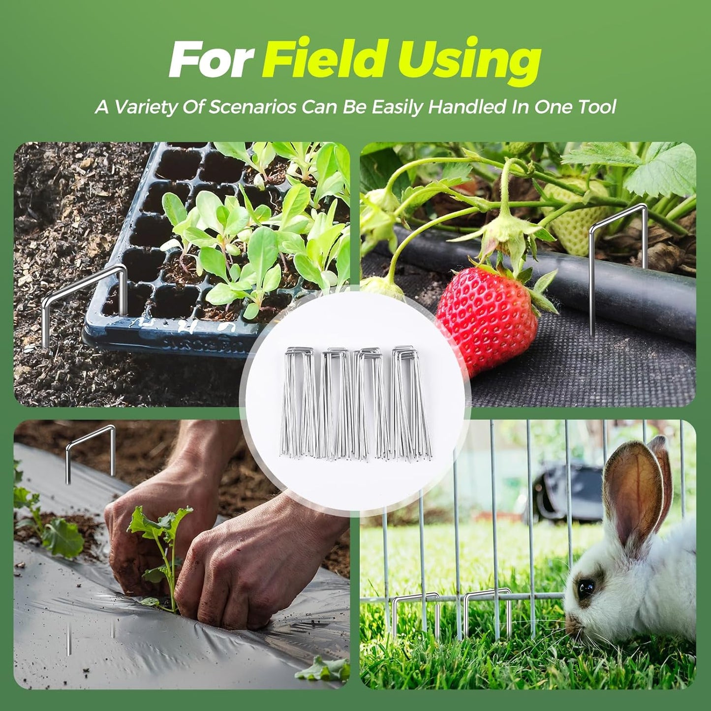 25 Pack Garden Staples,6 Inch 11 Gauge Galvanized U-Shaped Garden Stakes,Heavy-Duty Ground Yard Stakes for Inflatables,Irrigation Tubing,Holding Fence,Weed Barrier,Decoration