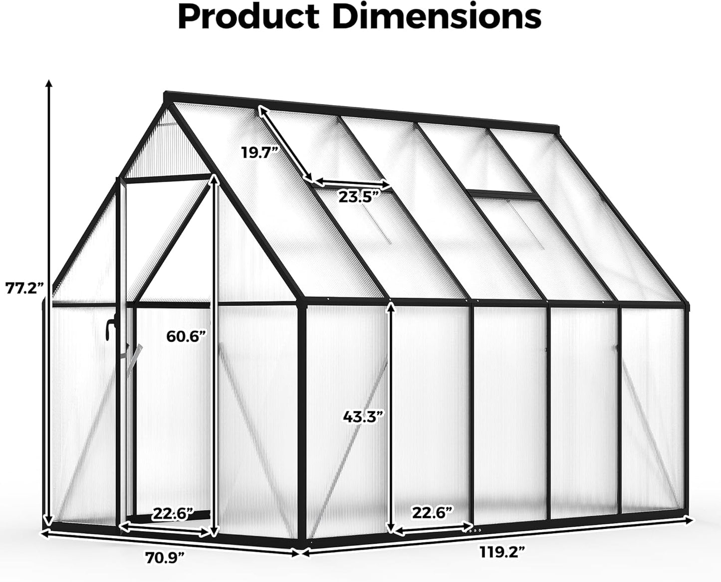 6x10 FT Greenhouse for Outdoors, Polycarbonate Greenhouse with Roof Vent, Enhanced Aluminum Large Walk-in Green House for Garden Backyard