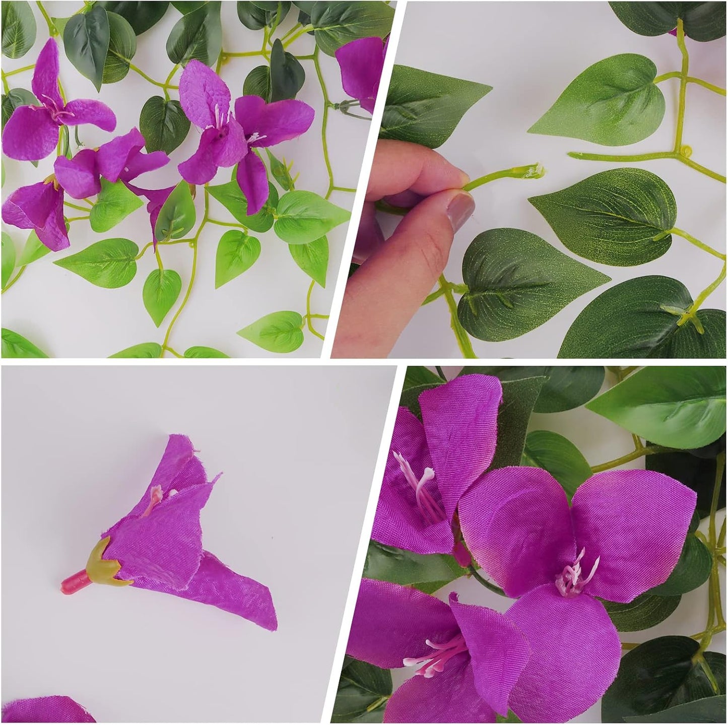 Artificial Hanging Plants Flowers Bougainvillea, UV Resistant Fake Plastic Faux Flower Fabric Vine for Indoor Outdoor Garden Porch Eave Wedding Wall Décor
