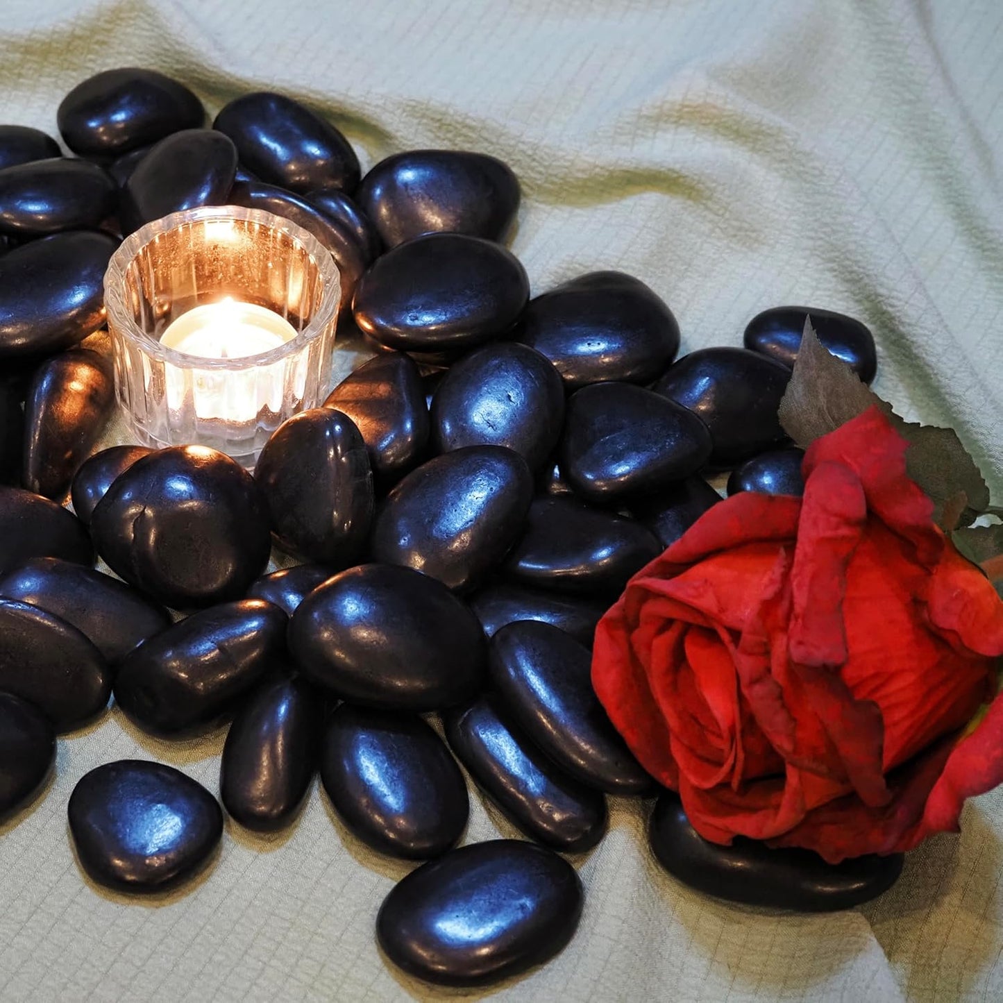 10lbs River Rocks, 1-2Inch Decorative Ornamental Natural Pebbles for Garden Couryard Landscaping Stones, Gravel Filler for Fish Tank,Vases,Home Decor,Aquariums,Animal Habitat, Black