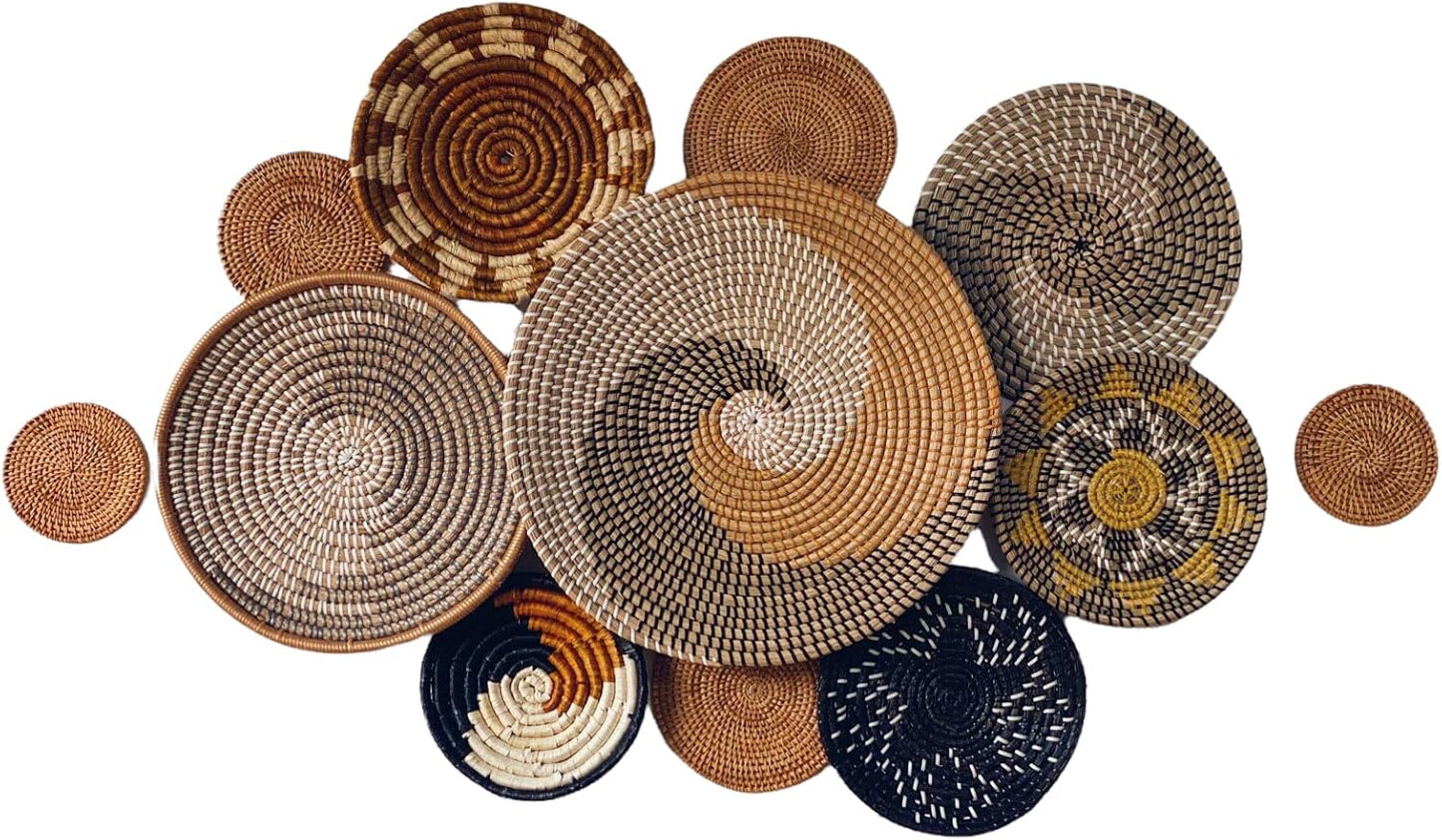 Wall Basket Decor, Boho Wall Hangings, Decorative Baskets for Home, Boho Basket Wall Decor Set, Hanging Basket Wall, Woven Basket Set