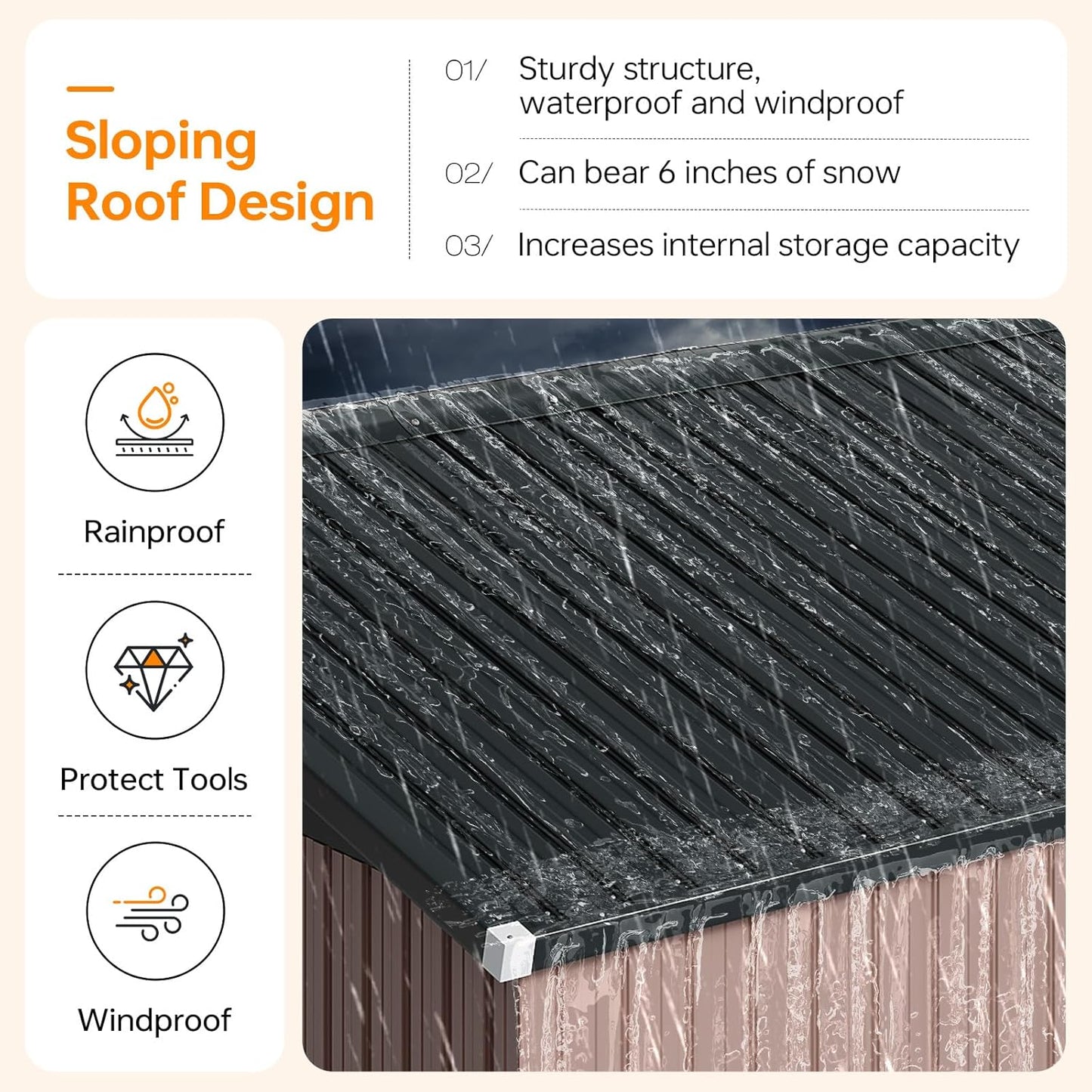 10x10 FT Outdoor Storage Shed, Utility Steel Tool Shed with Lockable Door and Air Vents, Galvanized Metal Shed for Garden Backyard Patio Lawn (10'x10', Brown)