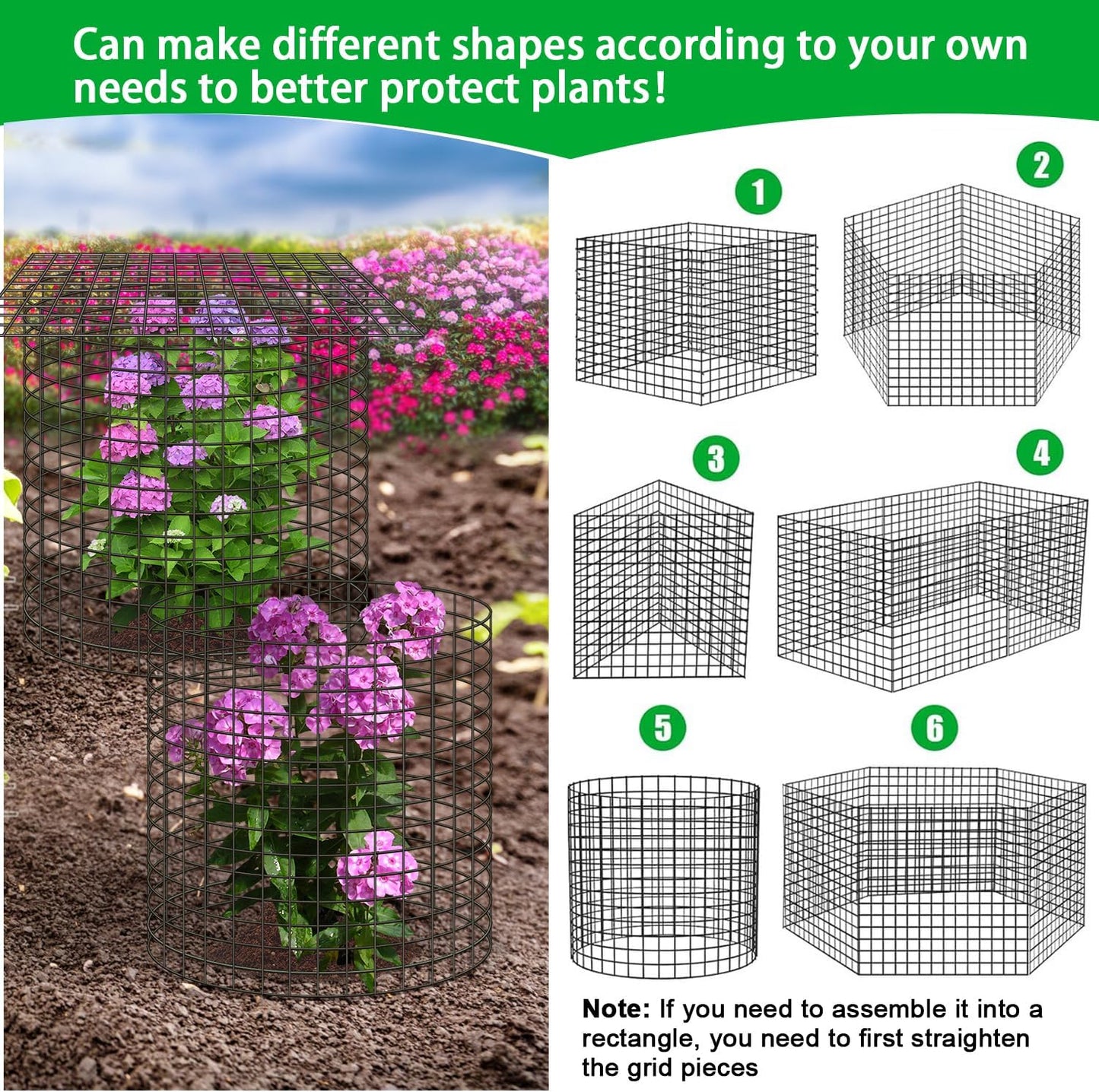 10 Pcs 11.8"x 11.8"/11.8"x 19.6" Available Chicken Wire Cloches for Plants, Plant Protector from Animal, Garden Covers Netting Iron Wire Mesh to Protect Plants Vegetables from Rabbit Squirrel Chicken