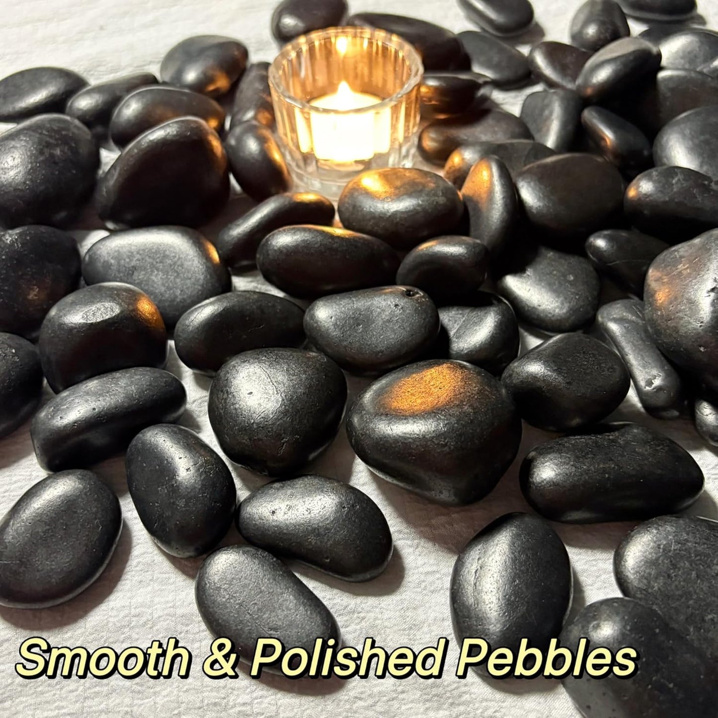 2lbs Black Natural Decorative River Rocks– 1-2 Inch Polished Pebbles for Garden Landscaping, Indoor Home Décor, Outdoor Paving, Gravel Filler for Fish Tank, Stone for Painting