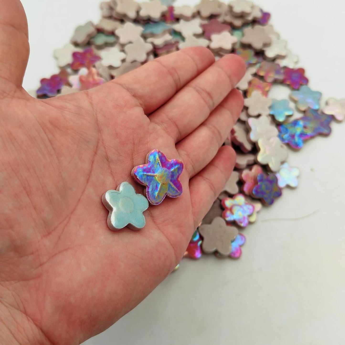 500g/1.1lb Random Color Irregular Ceramics Mosaic Tiles,DIY Making Creative Ceramic Mosaic Tiles for DIY Craft Plates Flowerpots Vases Cups Mosaic Making Supplies (Flowers 1)