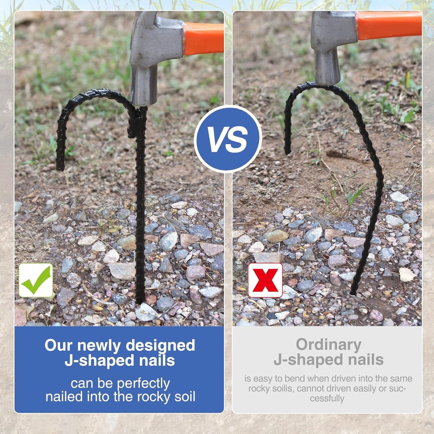 20pcs Threaded Steel bar Stakes/Ground Stakes/Outdoor Fence Ground Stakes.New J Hook Heavy-Duty rebar Metal Stakes ，Proof Coated Steel Ground Stakes with Chisel Point End. (20)