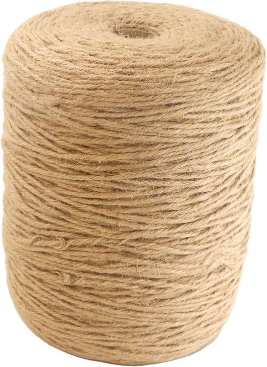 3mm x 1000 Feet Natural Jute Rope, Twine for Gardening Tomato Climbing Plant Tie Floristry Crafts Gift Wrapping Packing Decor