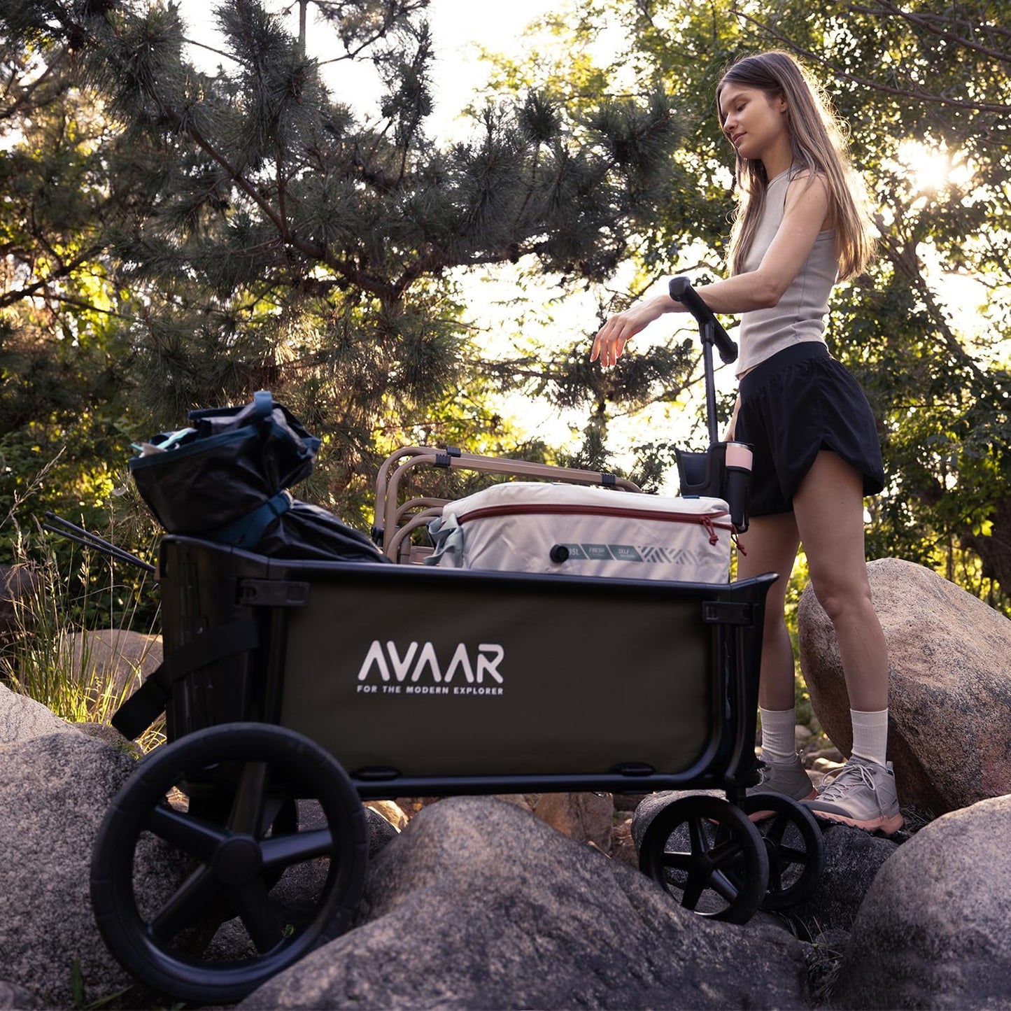 400lbs Large Capacity Collapsible Wagon Cart,Folding Utility Heavy Duty,All Terrain Big Wheels for Garden Camping Sports Outdoor Shopping, Green