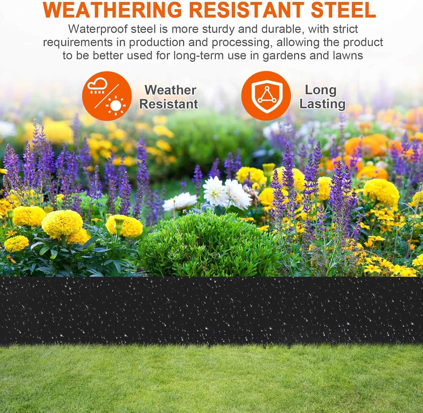 9.4 Inch Metal Landscape Edging, 6 Pack Heavy Duty Galvanized Steel Garden Edging,42 Inch Garden Edging Border for Lawn, Pathway, Yard