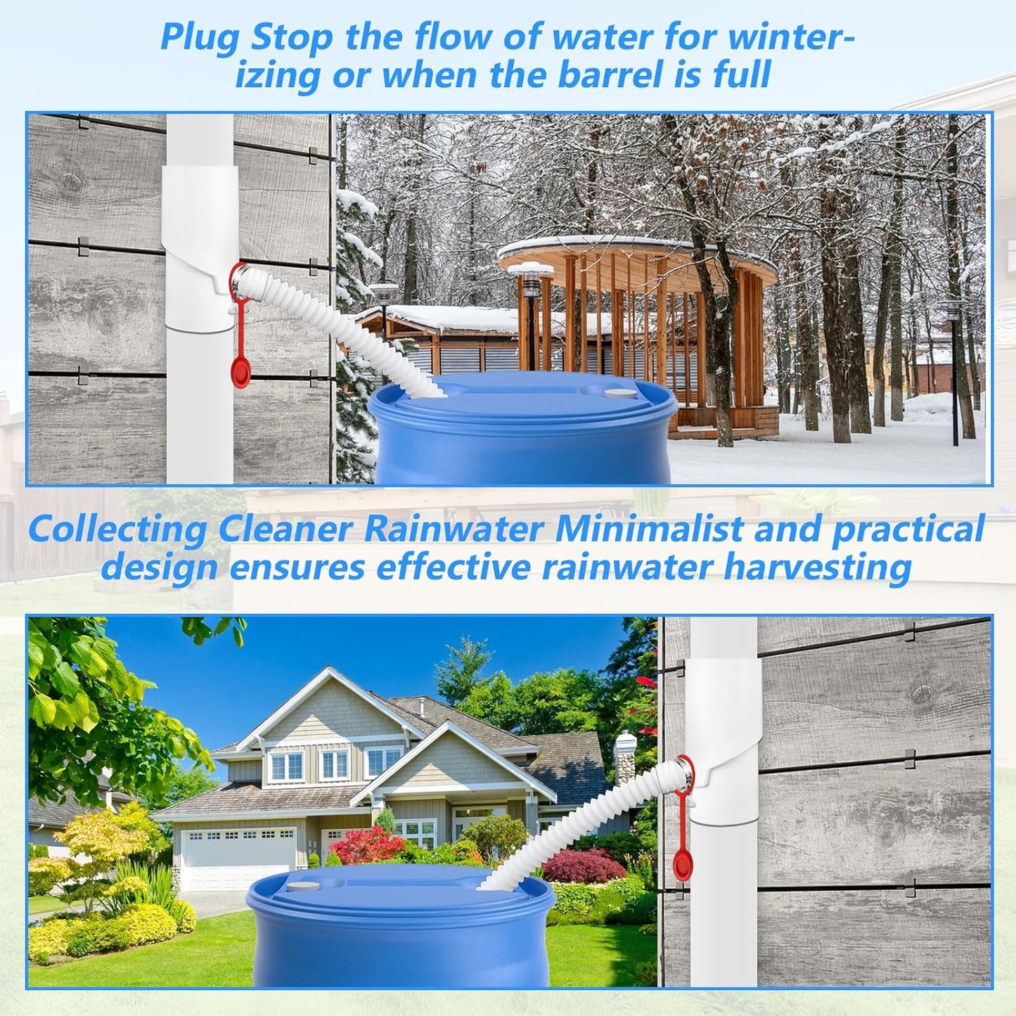 Longzhuo Rain Barrel Diverter Kit, 8cm(3.1") 10cm(3.9") Inlet, Rainwater Collection System, Rain Water Collection System Kit, for Downspout, Diverting Water, Recycle Rainwater, White (10CM)