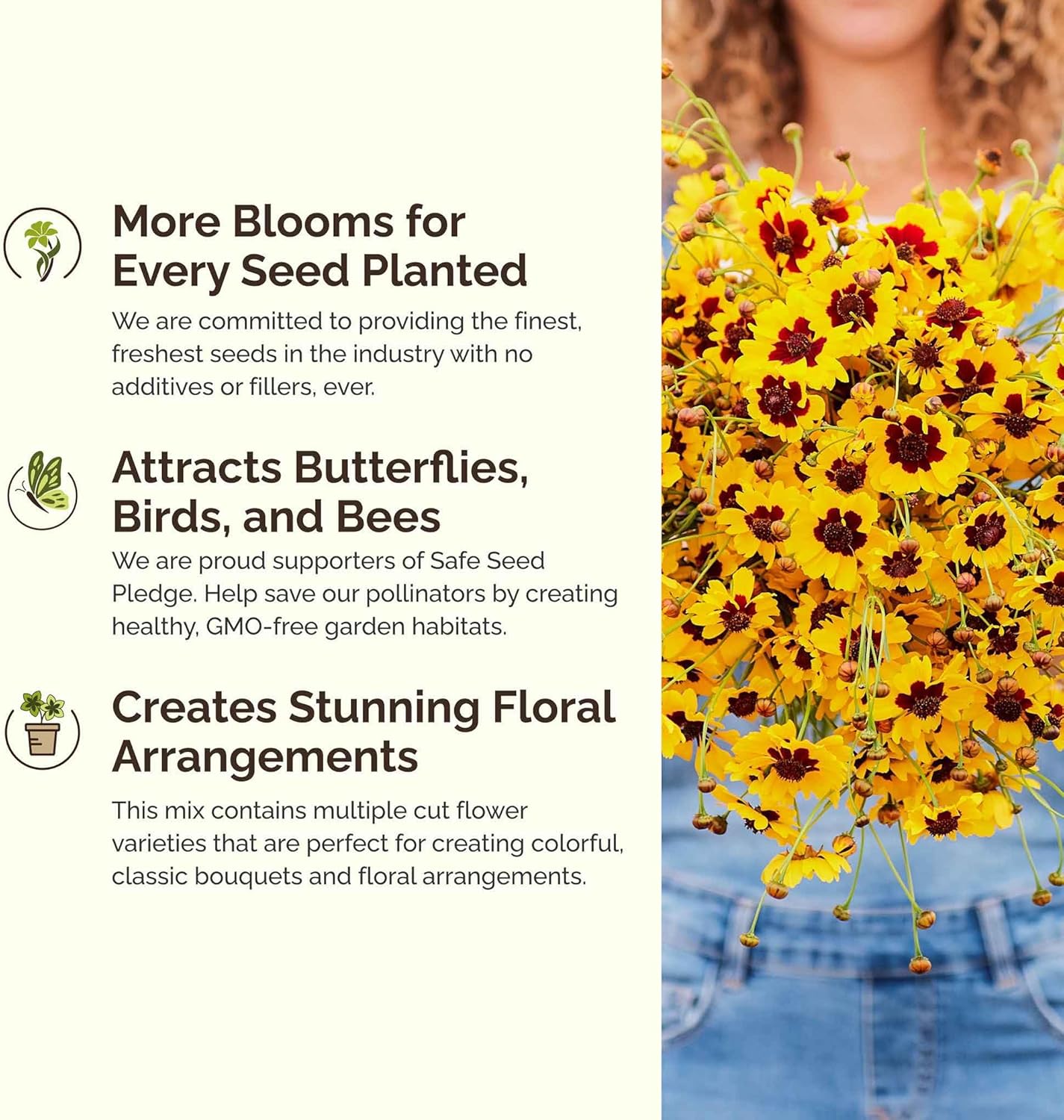 Eden Brothers Orange You Glad Flower Mixed Seeds for Planting, 5 lb, 2,400,000+ Seeds with Dahlia, Double Strawflower | Attracts Pollinators, Plant in Spring or Fall, Zones 3, 4, 5, 6, 7, 8, 9, 10