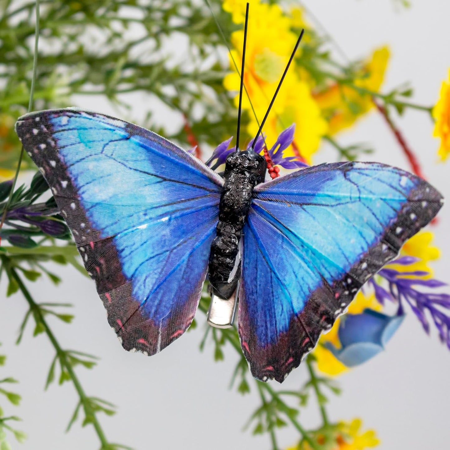 Berfutall-Artificial Feather 3D Butterfly Party Decorations Set of 12 with Clip 12 Color Ornaments for Christmas Tree