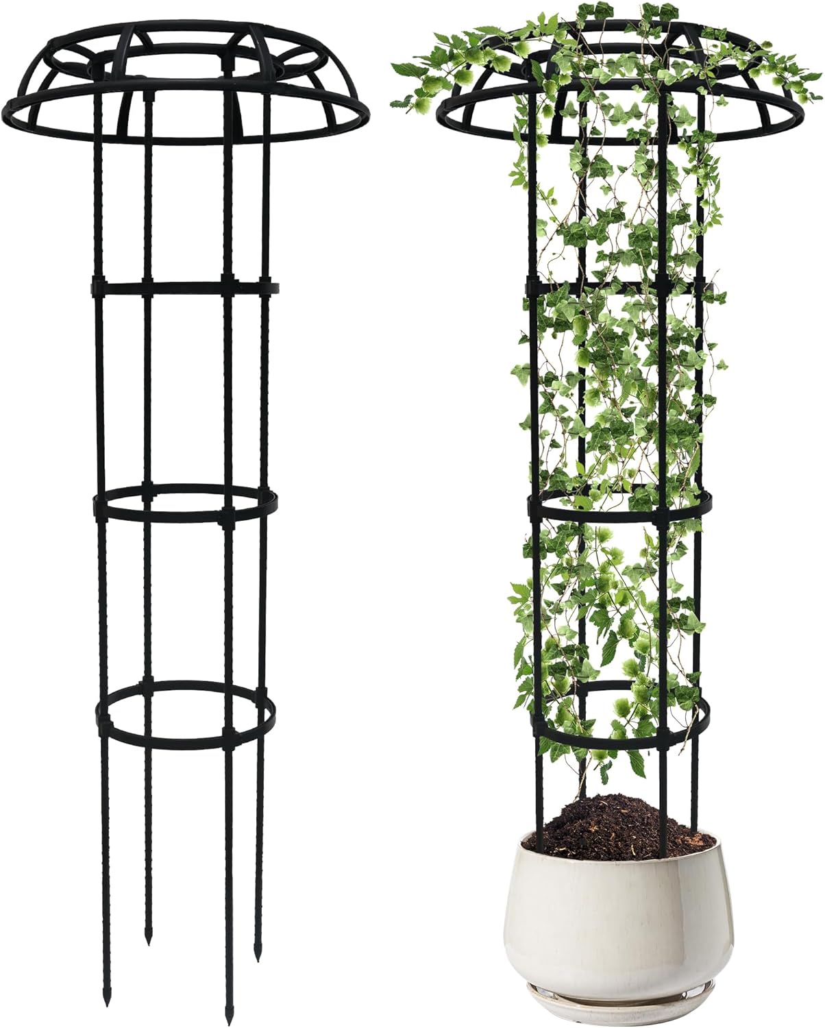 65 Inch Garden Trellis for Climbing Plants Outdoor, Mushroom Top Trellis for Potted Plants, Vines, Roses, Clematis, and Vegetables, Plant Trellis Support 2 Pack