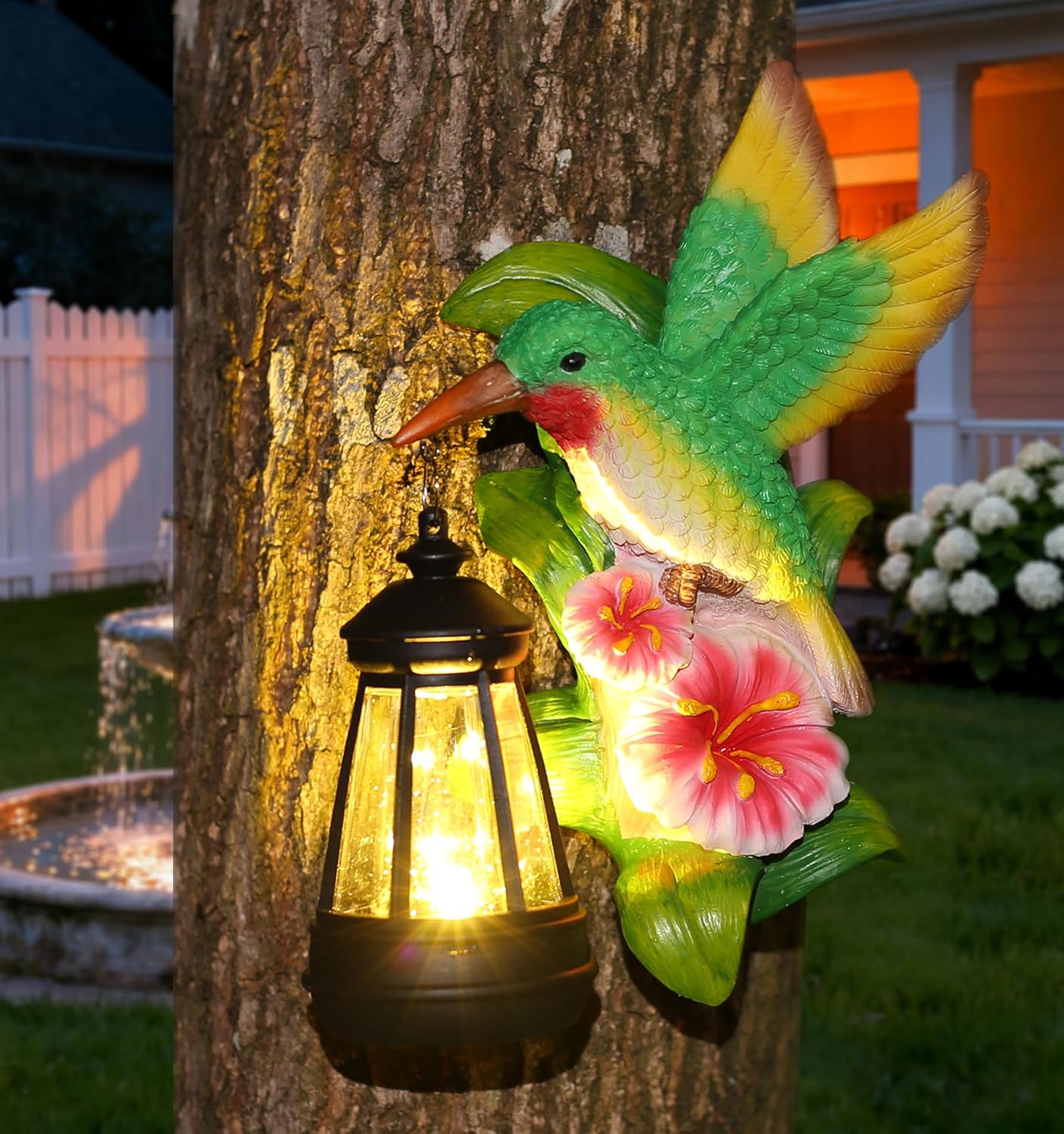 Solar Garden Outdoor Decor Hummingbird Statues, Hummingbird Solar Lights Garden Decor for Outside Yard Tree Wall Gate Balcony, Unique Gifts for Women Mom