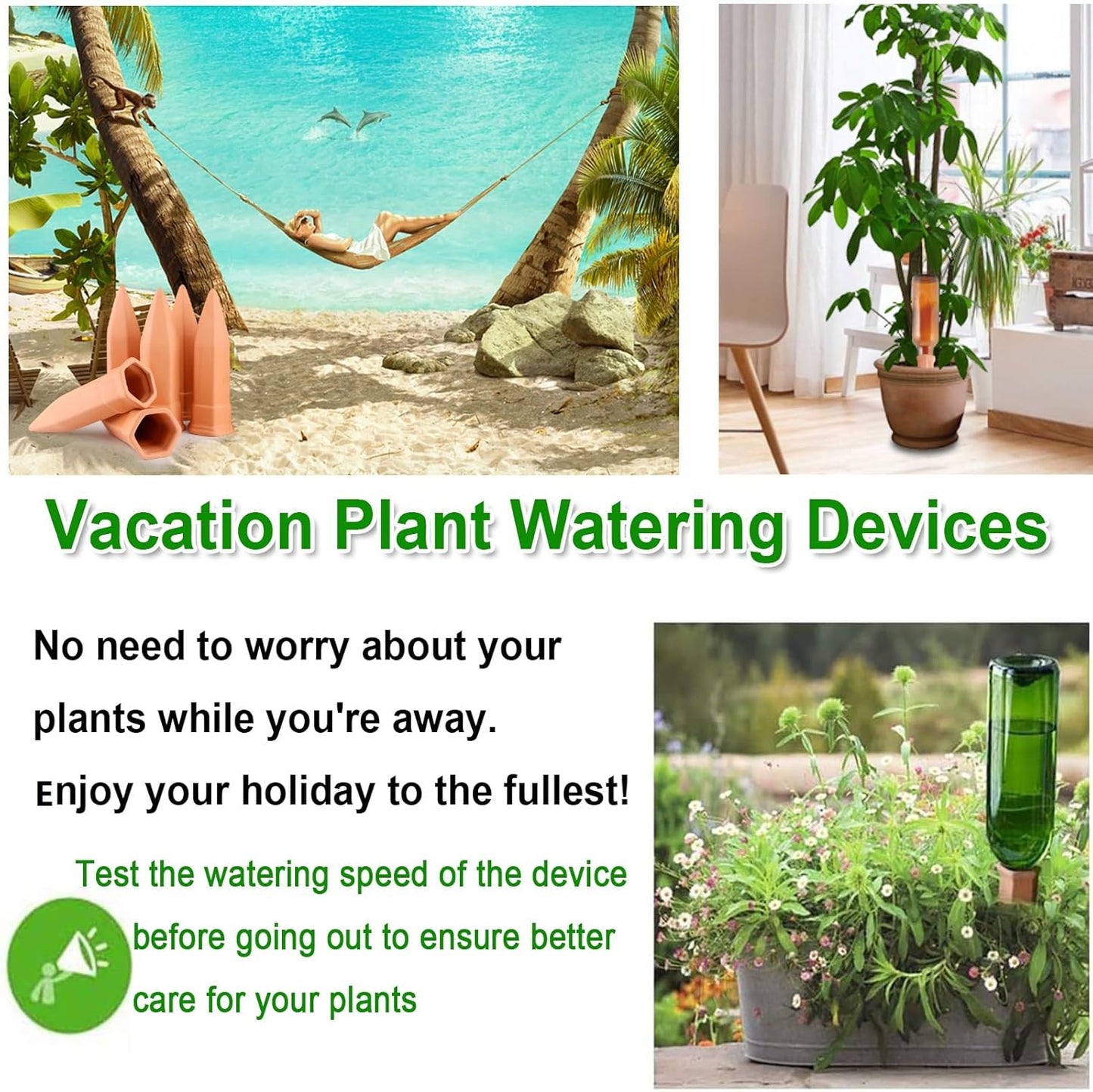 Automatic Plant Waterers for Vacations, 4 Pack Terracotta Self Watering Spikes for Wine Bottles Indoor & Outdoor Plants