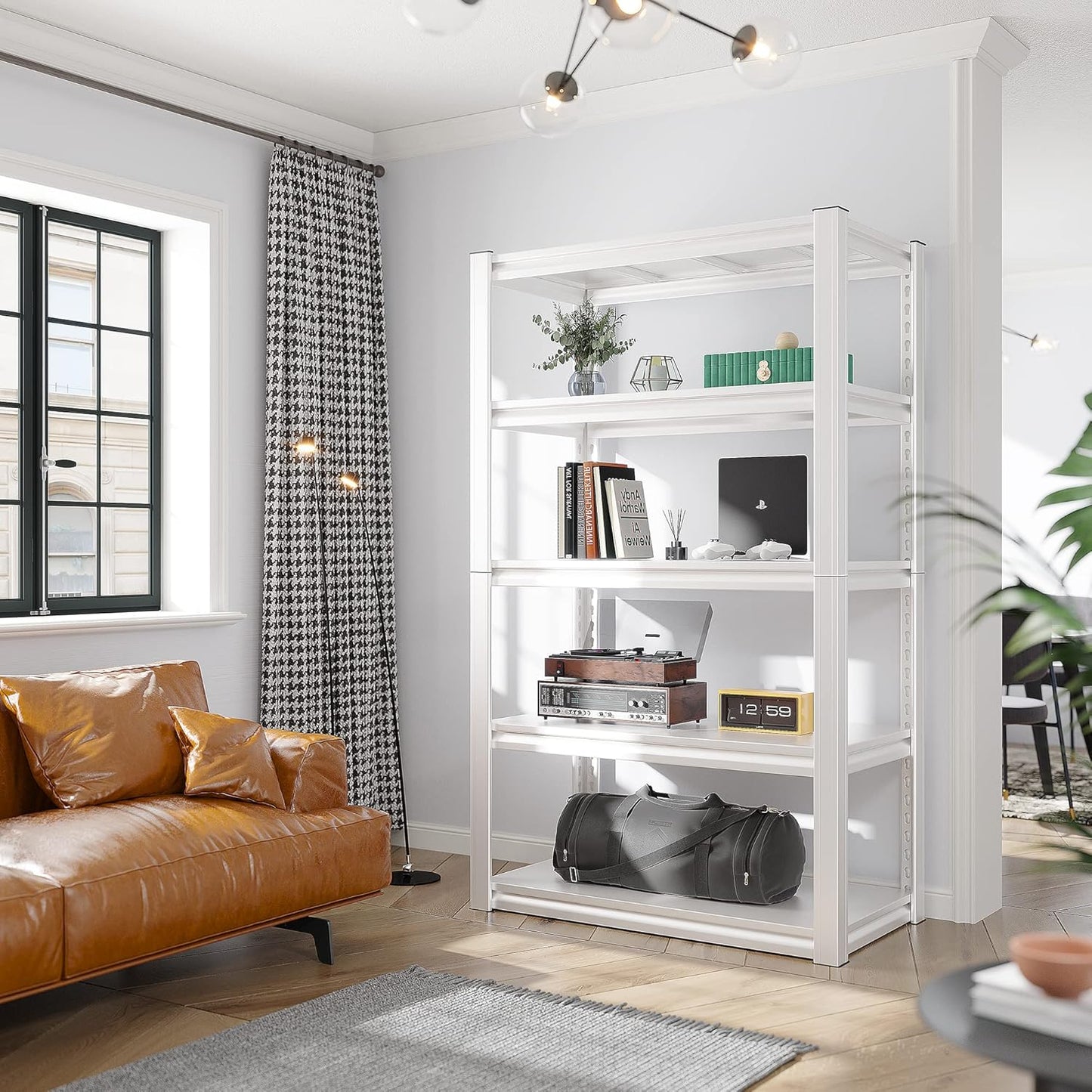 Raybee 72''H Garage Shelving Heavy Duty Storage Shelves Load 2010LBS Adjustable 5 Tier Metal Shelving White Garage Sheves Pantry Shelf for Kitchen Closet 72''H*31.7''W*16.3''D, 3 Pack