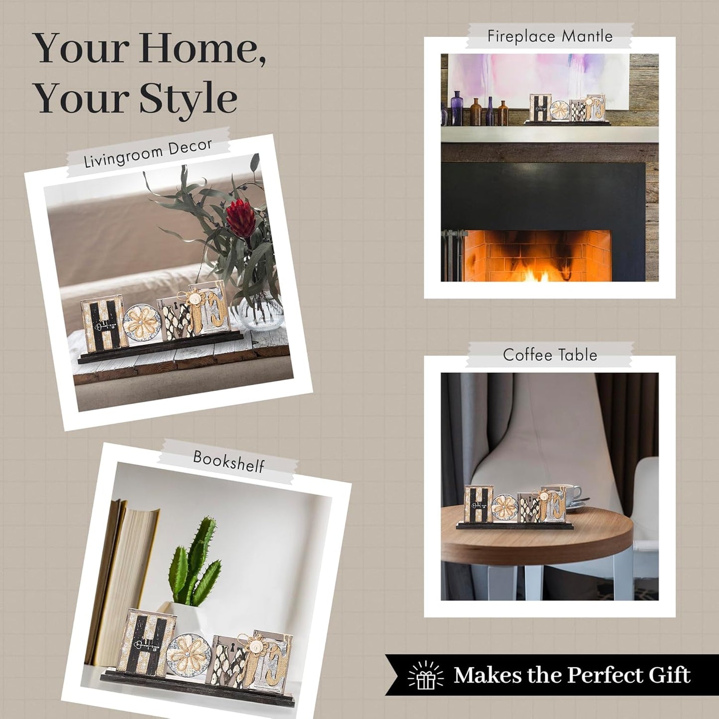 Young's Inc. Wood Block Tabletop Sign - Attractive Living Room Decor - Rustic Centerpiece Table Decorations - Home Decorations for Living Room - 17.5" W x 1.75" D x 7" H