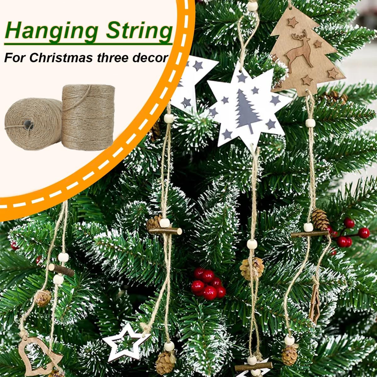 ARISKEY Natural Jute Twine 3mm,1313 Feet Garden String Long Cord Suitable for Crafting and Weaving Projects,Gardening Purposes and Outdoor Heavy-Duty Use