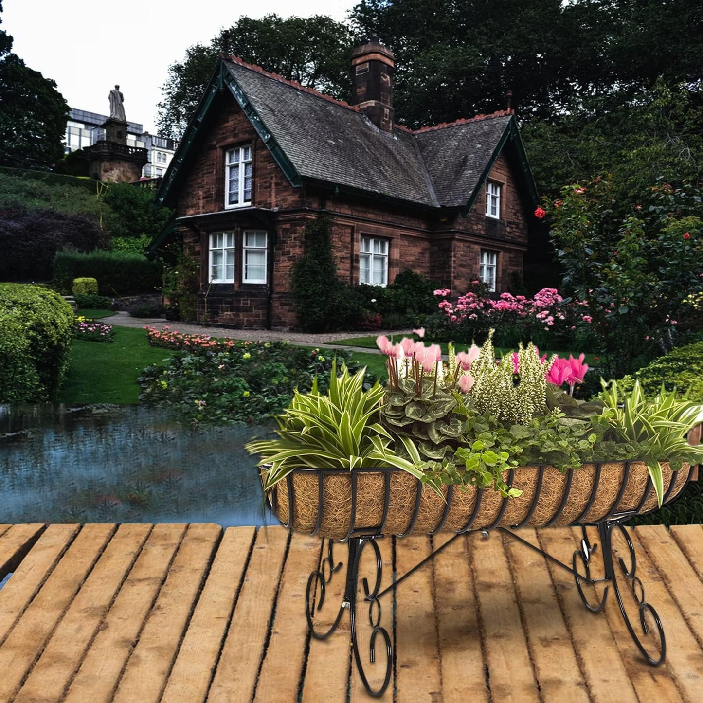 EROCK 2PCS Coco Liner Trough Coco Liner for Planters, 24/30/36/48 inch Half Moon Shape Trough Coco Coir Coconut Fiber Replacement Liner for Window Box, Wall Trough Planter (48inch-2pcs)