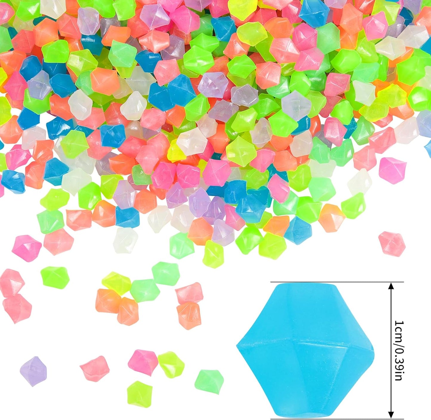 OSOPOLA 750 PCS Glow in The Dark Rocks - Mixed Color Fish Tank Decorations Diamond-Shaped Pebbles Rocks for Aquarium Glowing Rocks Accessories FD05MX750C