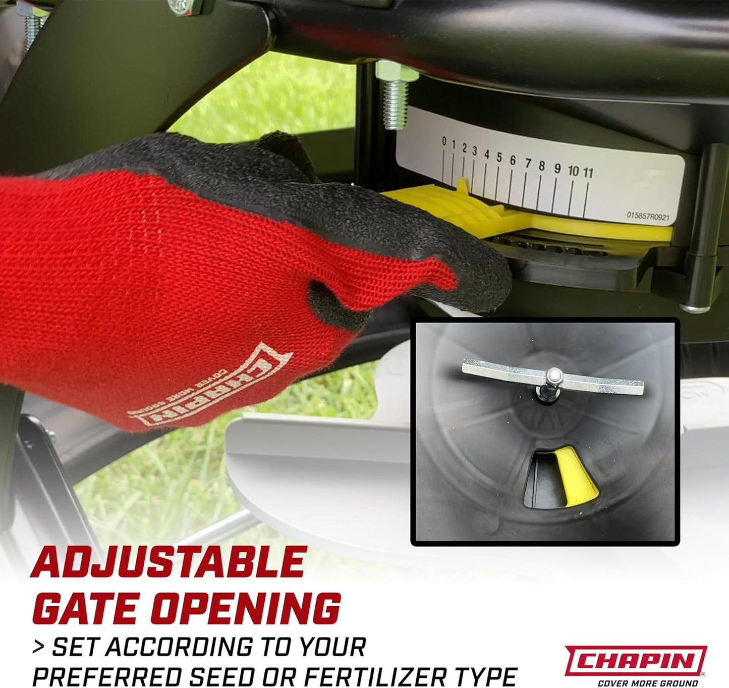 Chapin 8622B Made in The USA 2.2 Cubic Feet Tow and Pull Behind Spreader with Auto-Stop Dual Impeller That Stops When Not Moving, Designed for Farm and Tough Terrain, Hitch Pins, Black