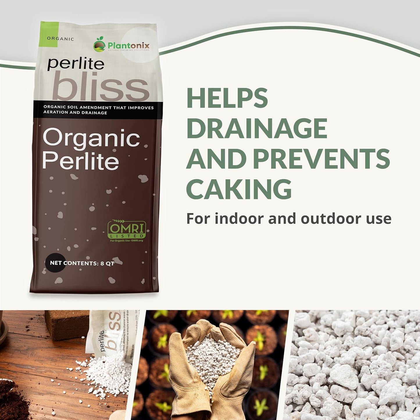 Perlite Bliss (8 Qts) - Organic Perlite for Plants - Coarse Perlite Bulk Soil Amendment - Chunky Perlite for Plants, Potting Soil, Garden Soil, & Coco Coir - Horticultural Perlite for Gardening