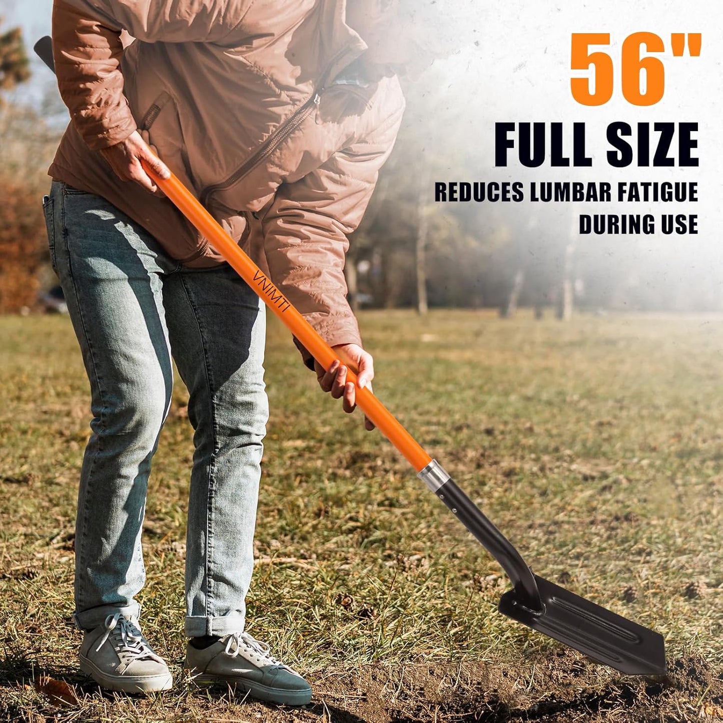 Trench Shovel for Digging, 4-Inch Trenching Shovel with Fiberglass Handle, 56 Inches
