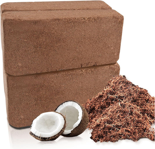 Coco Coir Brick for Plants, 4 Packs 100% Natural Organic Compressed Coconut Coir Fiber with Low EC & PH Balance, High Nutrition Coconut Soil Coco Fiber for Planting, Herbs